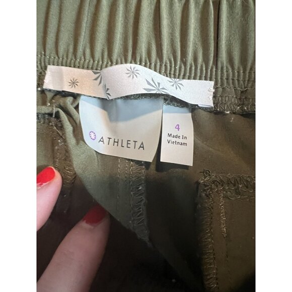 Athleta Aspire Green Athletic Workout Ankle Pants Size 4 Ruched - Picture 5 of 12